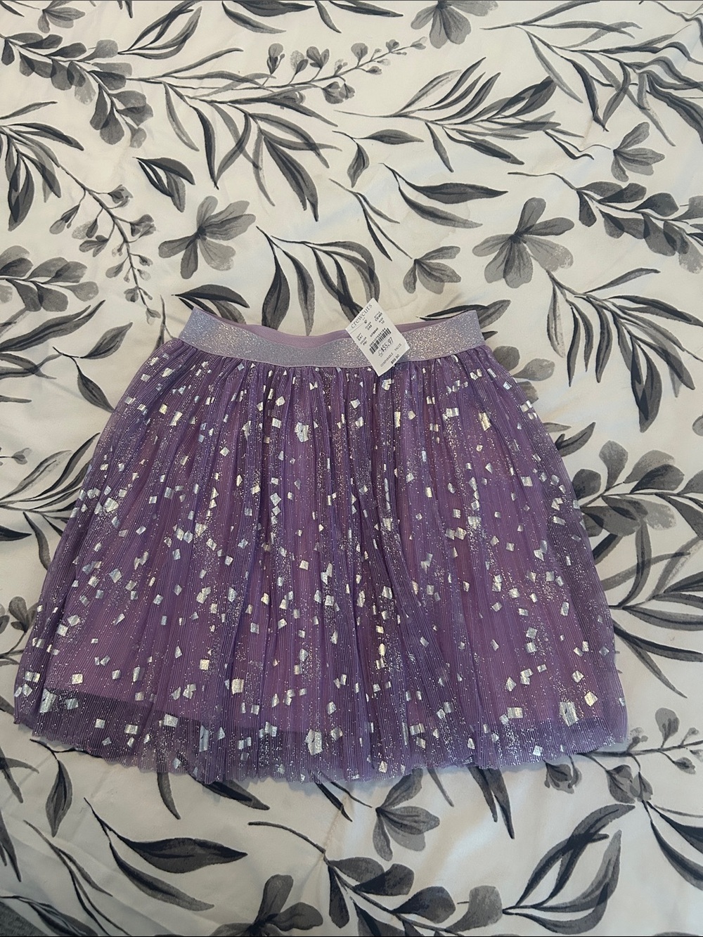 Crewcuts Purple Glitter Tulle Skirt with Silver Foil